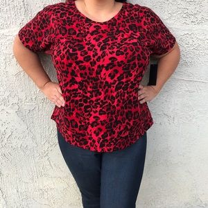 Red animal print top 2x new